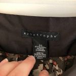 Apostrophe Brown Tan Coral Pink Floral Satin Square Neck Short Sleeve Blouse S Photo 3