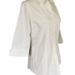 Active USA women's medium white collared 3/4 sleeve button down shirt blouse Photo 1