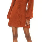 Free People Emmaline Mini Sweater Dress Cut Out Back in Burnt Orange Small Photo 0