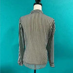 ZARA  trafaluc sheer long sleeve black and white striped button down top Photo 2