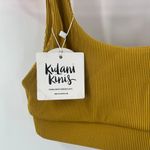 Kulani Kinis Bikini Top Medium NWT Crop Ribbed Mustard Swim Beach Rib Resort Photo 4