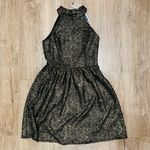 Ark & Co. Gold Flecked Black Boucle Tweed High Neck Party Dress L Photo 0