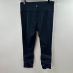 Athleta Navy Blue Stripe Mesh Cropped Legging Size Medium Photo 6