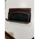 Brahmin Vintage  Brown Leather Tri-Fold Wallet – Black Croc Embossed Trim Photo 4