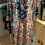 Roller Rabbit Embroidered Tassel Maxi Kurta Kaftan Dress Size Medium Cotton Photo 0