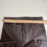 ZARA Dark Brown Faux Leather Trousers Size Large Womens Photo 3