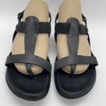 Ecco Womens 8 Sandals Black Leather Strappy Comfort Flats Shoes Back Strap Photo 2