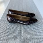 Vintage Nina Dark Brown Crocodile Patent Low Block Heel Ballet Flats Sz 7.5 Photo 1