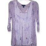 Bandolino Lavender Mixed Media Oversized Top with Roll-Tab Sleeves, Small Photo 0