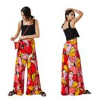 Farm Rio Anthropologie Bright Bold Abstract Floral Wide Leg Flowy Pants Size XS Photo 5