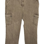 St. John Green Cargo Pants Straight Crop Jeans Cotton Stretch Size 14 High Rise Photo 0