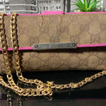 Gucci  Brown and Pink Clutch with Gold Chain Photo 0