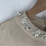 Endless Rose  Metallic Gold‎ Stretch Jersey Liquid Knit Embellished Neck Top M Photo 2