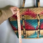 LA BAGZ Quilted Tote BagMulticolor Patterned Large Travel Beach Shoulder Handbag Red Photo 5