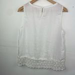 Marina Luna Linen White Crochet Trim Sleeveless Top size Medium Photo 5