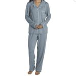 Born‎ Notch Collar Gray Blue Pajama Set Sz 2XL White Piping Detail Comfy Soft Photo 1