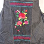 Alfred Dunner Black Denim Embroidered Embellished Button Front Vest Size 18 Photo 5