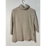 Newbury Kustom S/M Cowl Neck Tunic Sweater Oatmeal Wool Blend Ribbed Knit Slits Photo 1
