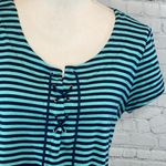 CHAPS  T-Shirt w Laced Bust Teal/Navy Stripes-XL Photo 1