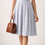 J.Crew 365 Blue White Pinstripe Sleeveless Fit And Flare Dress Photo 0