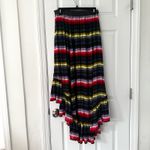 Free People  Black Rainbow Stripe High Low Crinkle Pleat Midi Skirt Boho Small Photo 6