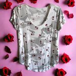 Hollister Womens Tee Sz XS Gray White Camo Camouflage Flowers Pocket Easy Top Photo 2