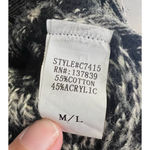 Dreamers Grey And Black Fair Isle Aztec Open Knit Cardigan Sweater Photo 4