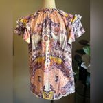 Hale Bob Y2K Silk blend  Pink white Purple Paisley Blouse floral ruffle cottage‎ Photo 1