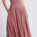 Free People  Dainty Romantic Ethereal Feeling Bonita Midi Maxi Dress Rose Large Photo 0