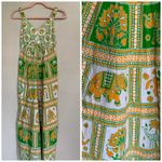 Vintage | Cotton Scarf Midi Dress Orange Green Print Farm Rio Small Photo 1