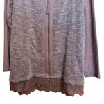 LOGO Lounge Cardigan Womens Medium Multicolor Lace Hem Stretch Zippered Sweater Photo 3