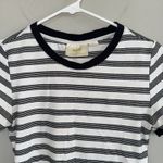 Maeve  by Anthropologie Crew Neck Short Sleeve Tee Sz S Black White Striped Photo 3