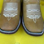 Longhorn Tan Heeled Western Boots with Square Toe and Stitched Pattern Size 24 Photo 5