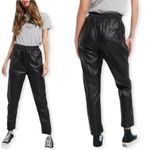 Raga  Black Black Faux Leather Harlee High‎ Waisted Trouser With Elastic Waist Photo 1