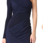 Alice + Olivia  Chrissy Wrap One Shoulder Chiffon Mini Dress Medium NWT Sapphire Photo 0