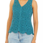 Wonderly Womens Top 1X Crochet Sleeveless Blue Cottagecore Grannycore Boho Free People Photo 0