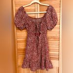 Altar'd State  Size XS short poof sleeve tie back babydoll dress Rust Photo 2
