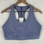 Bandier  Front Row Bra Navy‎ Gingham Scoop Neck Racerback Sports Photo 0
