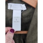 London Jean Olive Green Linen Utility Jacket Large Button Front Pockets Photo 1