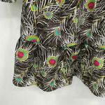 Liberty of London for Target Popover Blouse Women XS Peacock Feather Peplum Hem Brown Photo 7