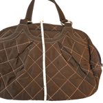 Vera Bradley Quilted Handbag Purse Brown Floral Interior Top Handle Zip Closure Photo 3