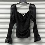 WAYF Womens Babydoll Top Blouse Size Medium Black Whimsigoth Fairy Grunge Boho Photo 2