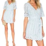 Tularosa Rocky Wrap Dress Womens M Pastel Blue Eyelet Embroidered Cottagecore Photo 1