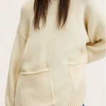Mango MNG XL Wool Blend Oversized Knit Sweater w/ Pockets Cream Pullover Tunic Photo 0