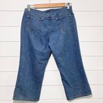 Younique Original Y2K Capri Jeans‎ Cotton Blend Floral Embroidered Size 3 Blue Photo 1