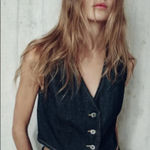 ZARA NWOT  Denim Vest Waistcoat Indigo Bloggers Fave XL Photo 0