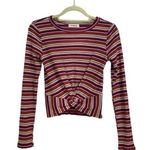 Ginger G Twist Knot Long Sleeve Striped Crop Top Sz M Photo 0