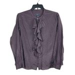 Gap Purple Polka Dot Semi Sheer Long Sleeve Button Up Silk Blend Top XL NWT Photo 0