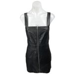 Wild Fable Black Faux Leather Sleeveless Square Neck Zip Up Mini Bodycon Dress S Photo 1