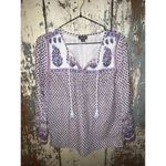 Point Sur womens Boho top size 0 XS Cotton Popover blouse White Photo 3